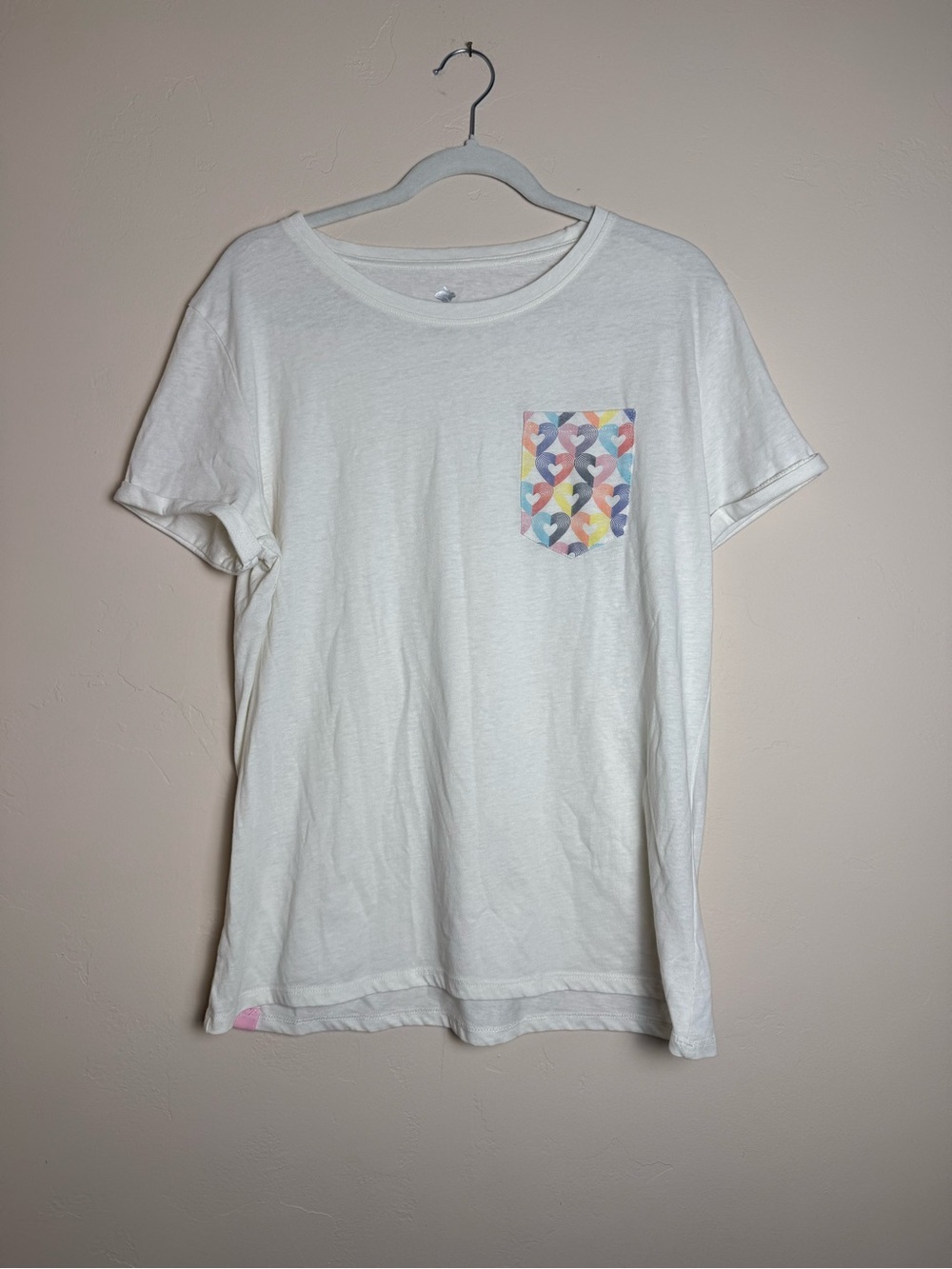 Rabbit Love All Remix White Pocket T-Shirt with Colorful Pocket, Size XL